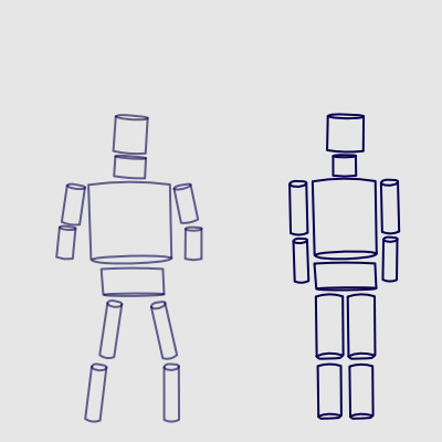 cylinder bodies showing spatial relationships